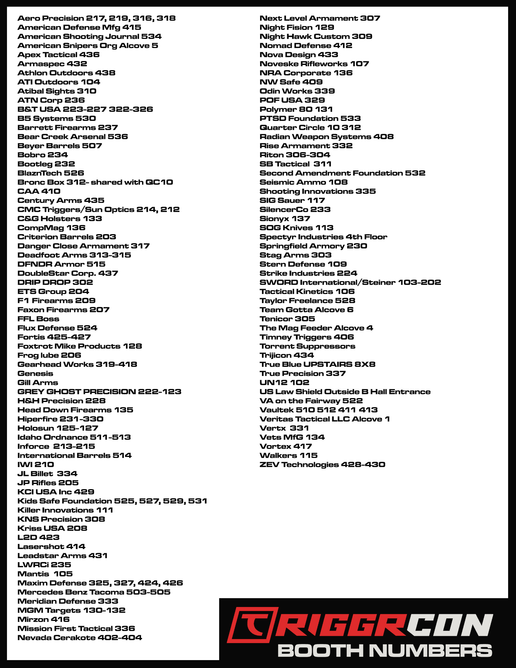 Booth List